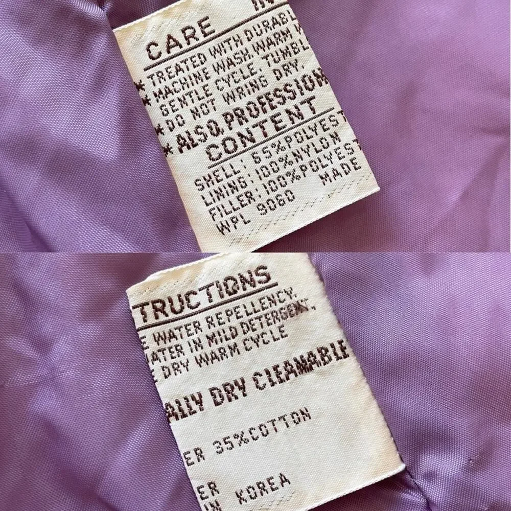 Vintage 80s Purple Puffer Jacket Long Coat Toggle Buttons Stranger Things 7/8